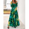 imageBTFBM Women Maxi Dress Fall 2025 Fashion Elegant Long Sleeve Square Neck Floral Print Party Club Wedding Guest DressesGreen Big Floral