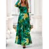imageBTFBM Women Maxi Dress Fall 2025 Fashion Elegant Long Sleeve Square Neck Floral Print Party Club Wedding Guest DressesGreen Big Floral