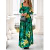 imageBTFBM Women Maxi Dress Fall 2025 Fashion Elegant Long Sleeve Square Neck Floral Print Party Club Wedding Guest DressesGreen Big Floral