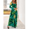 imageBTFBM Women Maxi Dress Fall 2025 Fashion Elegant Long Sleeve Square Neck Floral Print Party Club Wedding Guest DressesGreen Big Floral