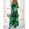 imageBTFBM Women Maxi Dress Fall 2025 Fashion Elegant Long Sleeve Square Neck Floral Print Party Club Wedding Guest DressesGreen Big Floral