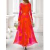 imageBTFBM Women Maxi Dress Fall 2025 Fashion Elegant Long Sleeve Square Neck Floral Print Party Club Wedding Guest DressesOrange Red Big Floral