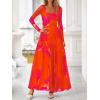 imageBTFBM Women Maxi Dress Fall 2025 Fashion Elegant Long Sleeve Square Neck Floral Print Party Club Wedding Guest DressesOrange Red Big Floral