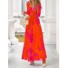imageBTFBM Women Maxi Dress Fall 2025 Fashion Elegant Long Sleeve Square Neck Floral Print Party Club Wedding Guest DressesOrange Red Big Floral