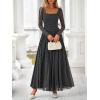 imageBTFBM Women Maxi Dress Fall 2025 Fashion Elegant Long Sleeve Square Neck Floral Print Party Club Wedding Guest DressesPolk Black White