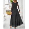 imageBTFBM Women Maxi Dress Fall 2025 Fashion Elegant Long Sleeve Square Neck Floral Print Party Club Wedding Guest DressesPolk Black White