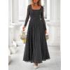 imageBTFBM Women Maxi Dress Fall 2025 Fashion Elegant Long Sleeve Square Neck Floral Print Party Club Wedding Guest DressesPolk Black White