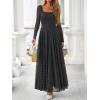 imageBTFBM Women Maxi Dress Fall 2025 Fashion Elegant Long Sleeve Square Neck Floral Print Party Club Wedding Guest DressesPolk Black White