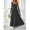 imageBTFBM Women Maxi Dress Fall 2025 Fashion Elegant Long Sleeve Square Neck Floral Print Party Club Wedding Guest DressesPolk Black White