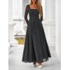 imageBTFBM Women Maxi Dress Fall 2025 Fashion Elegant Long Sleeve Square Neck Floral Print Party Club Wedding Guest DressesPolk Black White