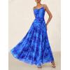 imageBTFBM Women Summer Floral Maxi Dresses Elegant Spaghetti Strap Dress Printed Party Dress Beach Long DressesFloral Bright Blue
