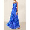 imageBTFBM Women Summer Floral Maxi Dresses Elegant Spaghetti Strap Dress Printed Party Dress Beach Long DressesFloral Bright Blue