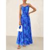 imageBTFBM Women Summer Floral Maxi Dresses Elegant Spaghetti Strap Dress Printed Party Dress Beach Long DressesFloral Bright Blue