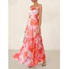 imageBTFBM Women Summer Floral Maxi Dresses Elegant Spaghetti Strap Dress Printed Party Dress Beach Long DressesFloral Light Orange