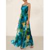 imageBTFBM Women Summer Floral Maxi Dresses Elegant Spaghetti Strap Dress Printed Party Dress Beach Long DressesGreen Big Floral