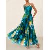 imageBTFBM Women Summer Floral Maxi Dresses Elegant Spaghetti Strap Dress Printed Party Dress Beach Long DressesGreen Big Floral