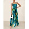 imageBTFBM Women Summer Floral Maxi Dresses Elegant Spaghetti Strap Dress Printed Party Dress Beach Long DressesGreen Big Floral