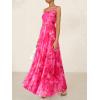 imageBTFBM Women Summer Floral Maxi Dresses Elegant Spaghetti Strap Dress Printed Party Dress Beach Long DressesPink Big Floral