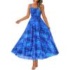 imageBTFBM Women Summer Floral Maxi Dresses Elegant Spaghetti Strap Dress Printed Party Dress Beach Long DressesFloral Bright Blue