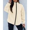imageBTFBM Womens Fleece Jackets Fall Winter Clothes 2025 Stand Collar Outwear Jacket Zip Up Casual Fuzzy Coats PocketsApricot
