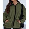 imageBTFBM Womens Fleece Jackets Fall Winter Clothes 2025 Stand Collar Outwear Jacket Zip Up Casual Fuzzy Coats PocketsArmy Green
