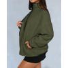 imageBTFBM Womens Fleece Jackets Fall Winter Clothes 2025 Stand Collar Outwear Jacket Zip Up Casual Fuzzy Coats PocketsArmy Green