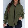 imageBTFBM Womens Fleece Jackets Fall Winter Clothes 2025 Stand Collar Outwear Jacket Zip Up Casual Fuzzy Coats PocketsArmy Green