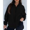 imageBTFBM Womens Fleece Jackets Fall Winter Clothes 2025 Stand Collar Outwear Jacket Zip Up Casual Fuzzy Coats PocketsBlack