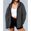 imageBTFBM Womens Fleece Jackets Fall Winter Clothes 2025 Stand Collar Outwear Jacket Zip Up Casual Fuzzy Coats PocketsDark Grey