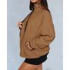 imageBTFBM Womens Fleece Jackets Fall Winter Clothes 2025 Stand Collar Outwear Jacket Zip Up Casual Fuzzy Coats PocketsKhaki