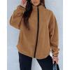 imageBTFBM Womens Fleece Jackets Fall Winter Clothes 2025 Stand Collar Outwear Jacket Zip Up Casual Fuzzy Coats PocketsKhaki
