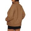 imageBTFBM Womens Fleece Jackets Fall Winter Clothes 2025 Stand Collar Outwear Jacket Zip Up Casual Fuzzy Coats PocketsKhaki