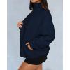 imageBTFBM Womens Fleece Jackets Fall Winter Clothes 2025 Stand Collar Outwear Jacket Zip Up Casual Fuzzy Coats PocketsNavy