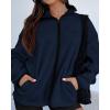imageBTFBM Womens Fleece Jackets Fall Winter Clothes 2025 Stand Collar Outwear Jacket Zip Up Casual Fuzzy Coats PocketsNavy