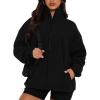 imageBTFBM Womens Fleece Jackets Fall Winter Clothes 2025 Stand Collar Outwear Jacket Zip Up Casual Fuzzy Coats PocketsBlack