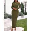imageBTFBM One Shoulder Long Sleeve Dress for Women 2025 Bodycon Ruched Night Out Formal Maxi Fall Wedding Guest DressesArmy Green