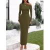 imageBTFBM One Shoulder Long Sleeve Dress for Women 2025 Bodycon Ruched Night Out Formal Maxi Fall Wedding Guest DressesArmy Green