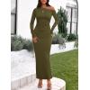 imageBTFBM One Shoulder Long Sleeve Dress for Women 2025 Bodycon Ruched Night Out Formal Maxi Fall Wedding Guest DressesArmy Green