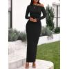 imageBTFBM One Shoulder Long Sleeve Dress for Women 2025 Bodycon Ruched Night Out Formal Maxi Fall Wedding Guest DressesBlack