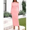 imageBTFBM One Shoulder Long Sleeve Dress for Women 2025 Bodycon Ruched Night Out Formal Maxi Fall Wedding Guest DressesPink