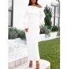 imageBTFBM One Shoulder Long Sleeve Dress for Women 2025 Bodycon Ruched Night Out Formal Maxi Fall Wedding Guest DressesWhite