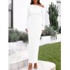 imageBTFBM One Shoulder Long Sleeve Dress for Women 2025 Bodycon Ruched Night Out Formal Maxi Fall Wedding Guest DressesWhite