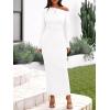 imageBTFBM One Shoulder Long Sleeve Dress for Women 2025 Bodycon Ruched Night Out Formal Maxi Fall Wedding Guest DressesWhite