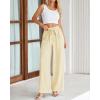 imageBTFBM Palazzo Pants for Women 2025 Fall Striped Flowy Tie Knot Wide Leg High Waist Dressy Casual Work Pants TrousersApricot