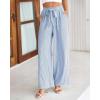 imageBTFBM Palazzo Pants for Women 2025 Fall Striped Flowy Tie Knot Wide Leg High Waist Dressy Casual Work Pants TrousersBlue