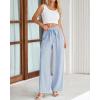imageBTFBM Palazzo Pants for Women 2025 Fall Striped Flowy Tie Knot Wide Leg High Waist Dressy Casual Work Pants TrousersBlue