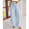 imageBTFBM Palazzo Pants for Women 2025 Fall Striped Flowy Tie Knot Wide Leg High Waist Dressy Casual Work Pants TrousersBlue