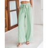 imageBTFBM Palazzo Pants for Women 2025 Fall Striped Flowy Tie Knot Wide Leg High Waist Dressy Casual Work Pants TrousersGreen