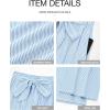 imageBTFBM Palazzo Pants for Women 2025 Fall Striped Flowy Tie Knot Wide Leg High Waist Dressy Casual Work Pants TrousersLight Blue