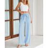 imageBTFBM Palazzo Pants for Women 2025 Fall Striped Flowy Tie Knot Wide Leg High Waist Dressy Casual Work Pants TrousersLight Blue